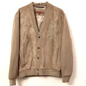VTG 80s Maxini Collezione Suede Leather Oversized Cardigan Jacket Sweater M L
